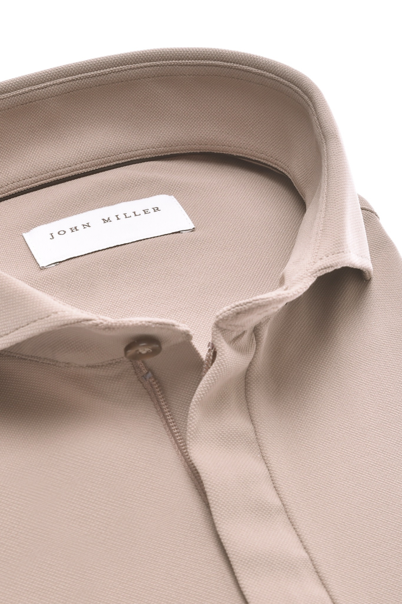 John Miller Hyperstretch polo met rits lange mouw zand