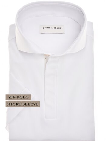 John Miller Hyperstretch polo met rits korte mouw wit