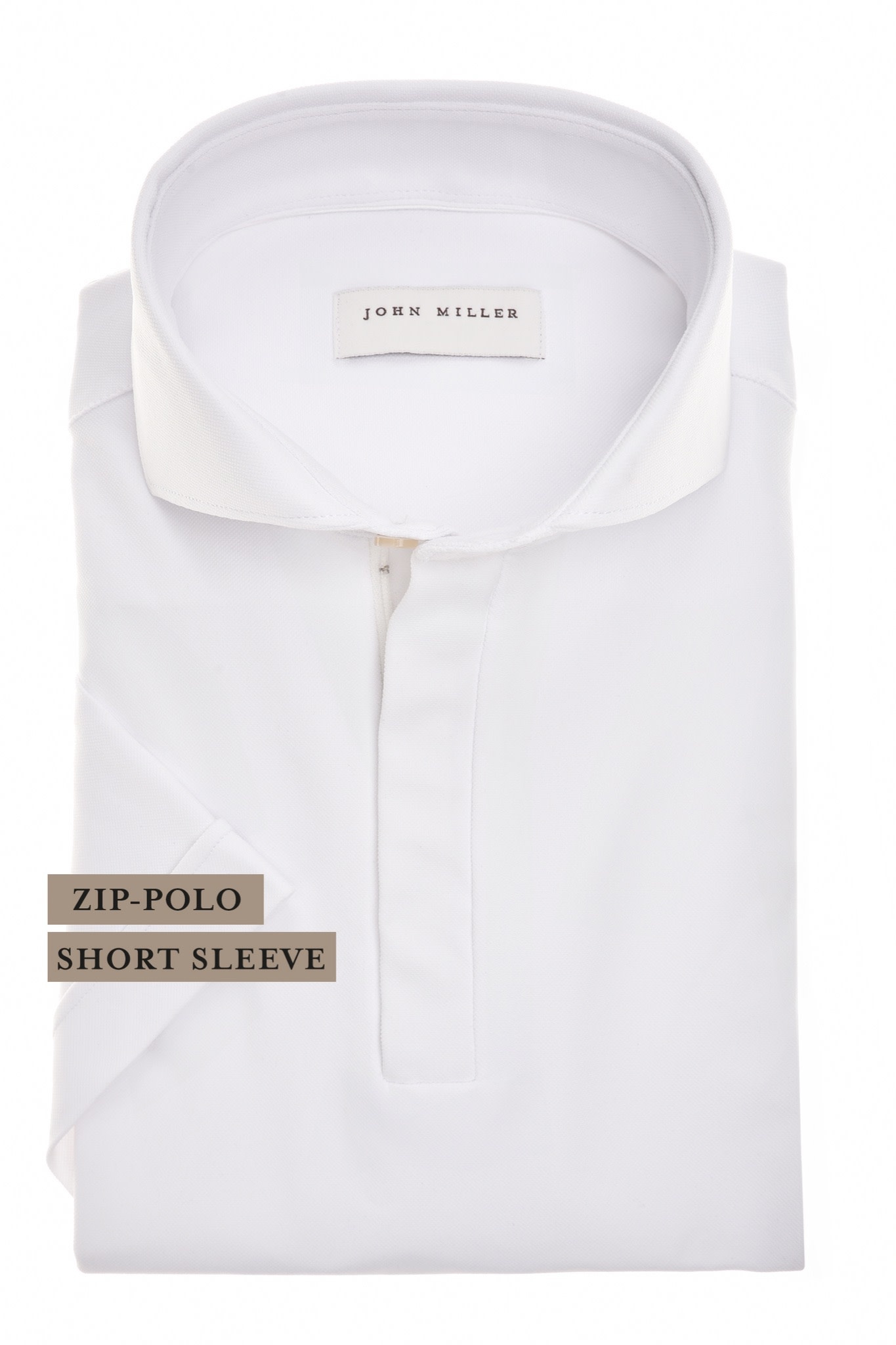 John Miller Hyperstretch polo met rits korte mouw wit