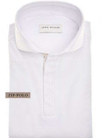 John Miller Hyperstretch polo met rits lange mouw wit