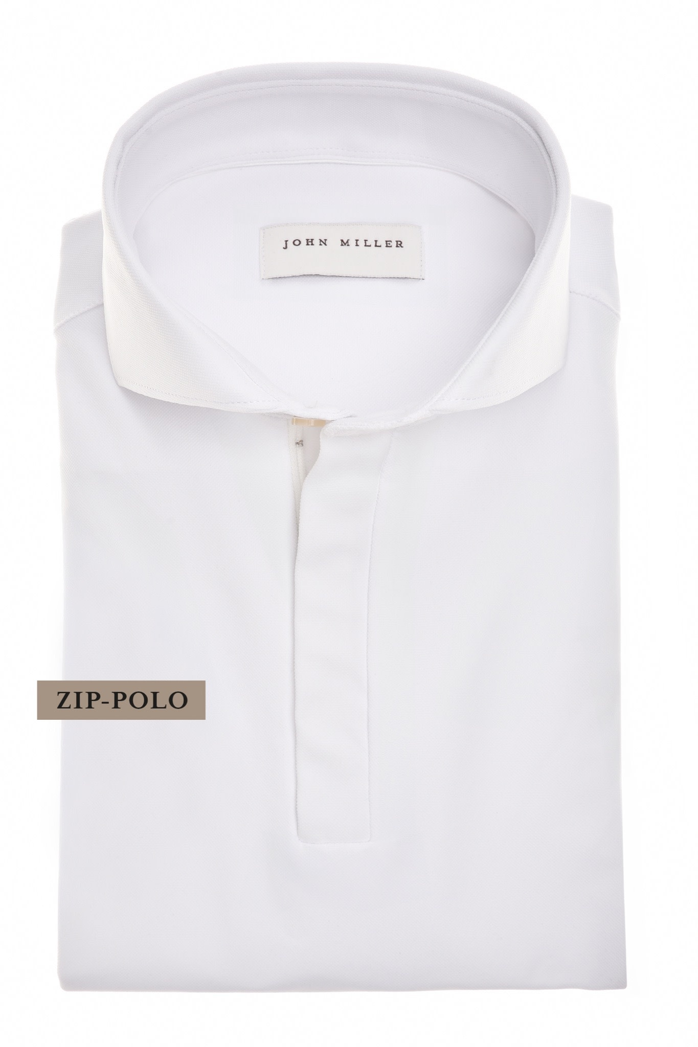 John Miller Hyperstretch polo met rits lange mouw wit