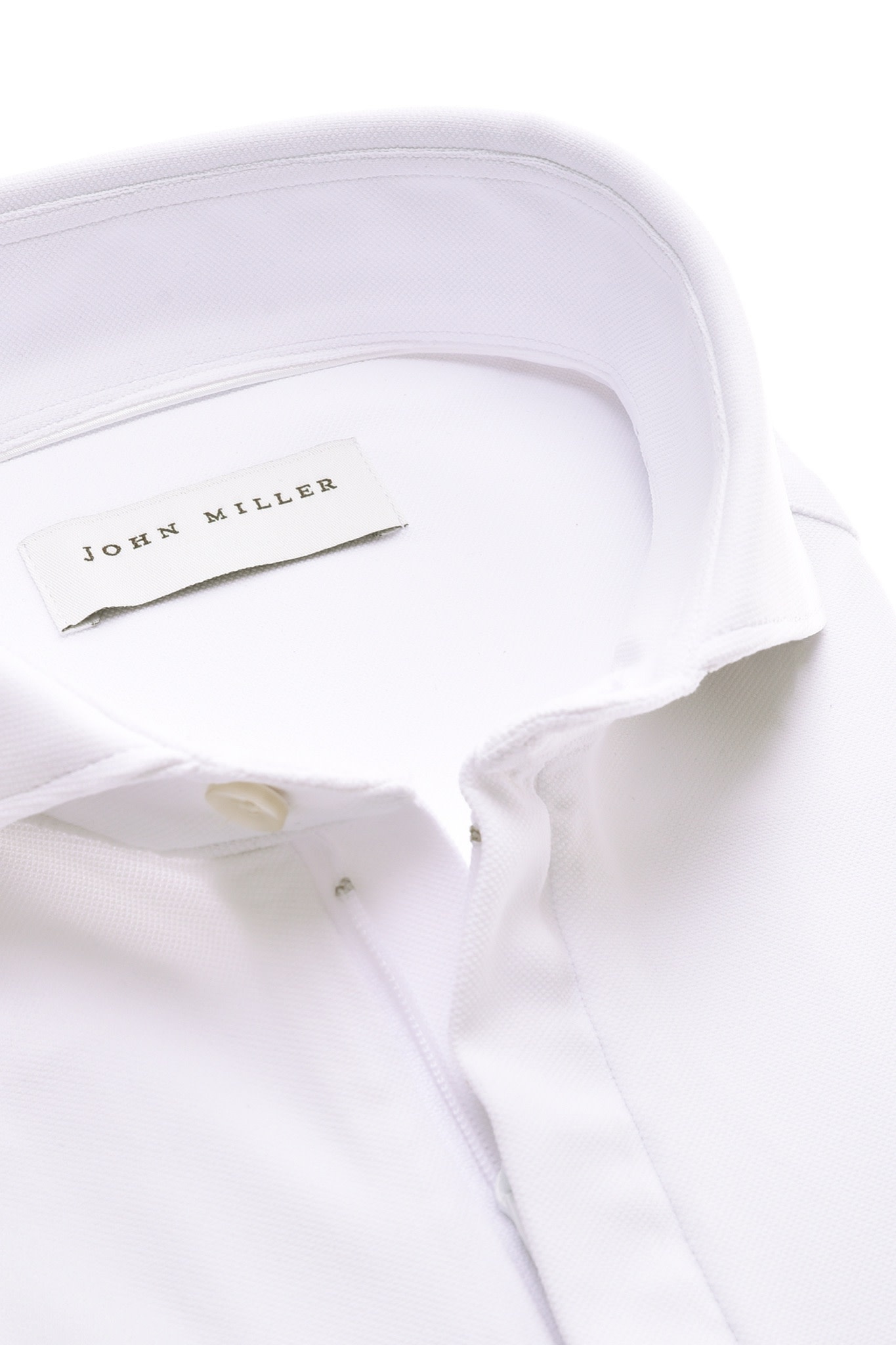 John Miller Hyperstretch polo met rits lange mouw wit