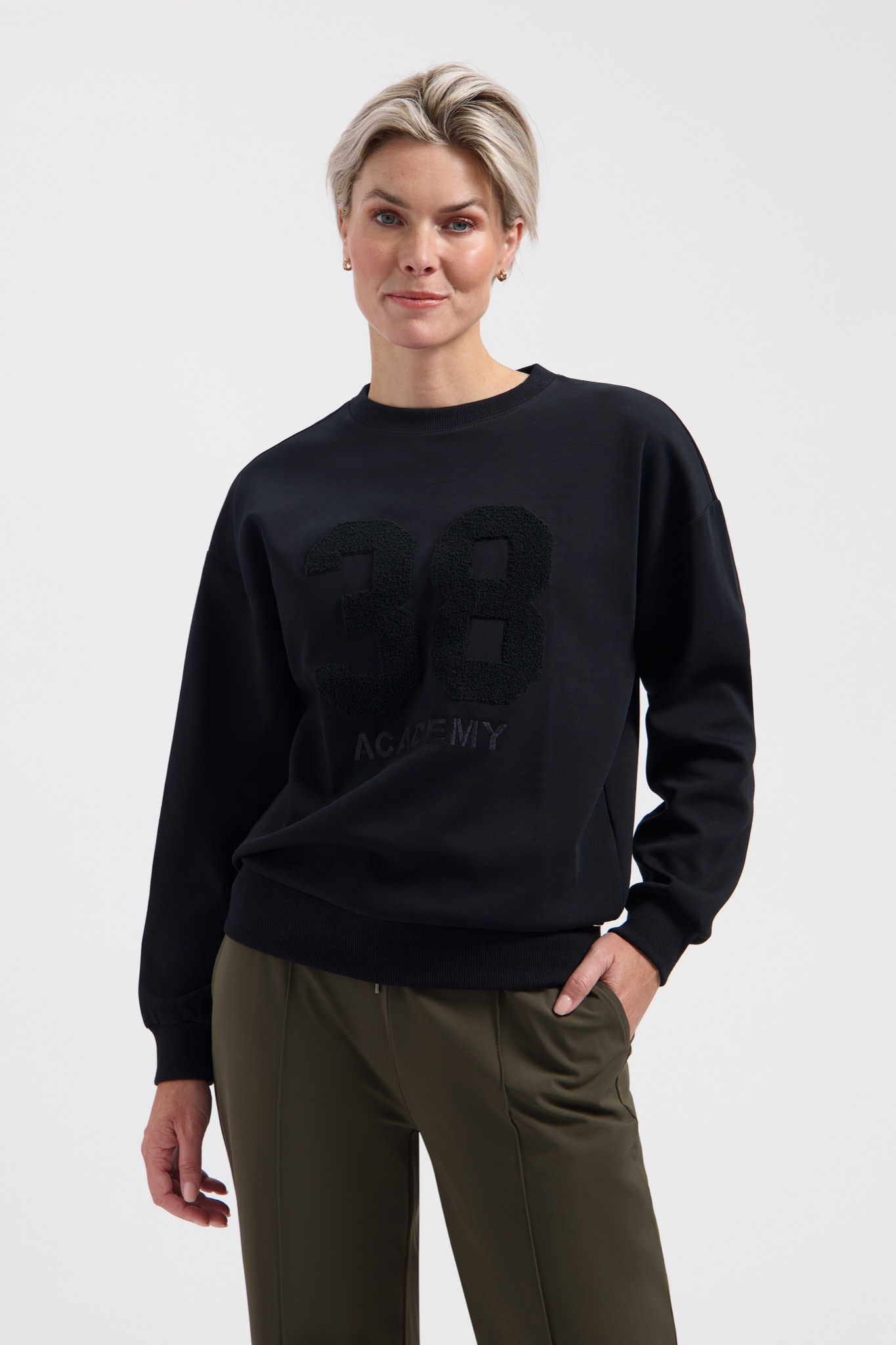 LADY DAY Academy sweater met opdruk zwart