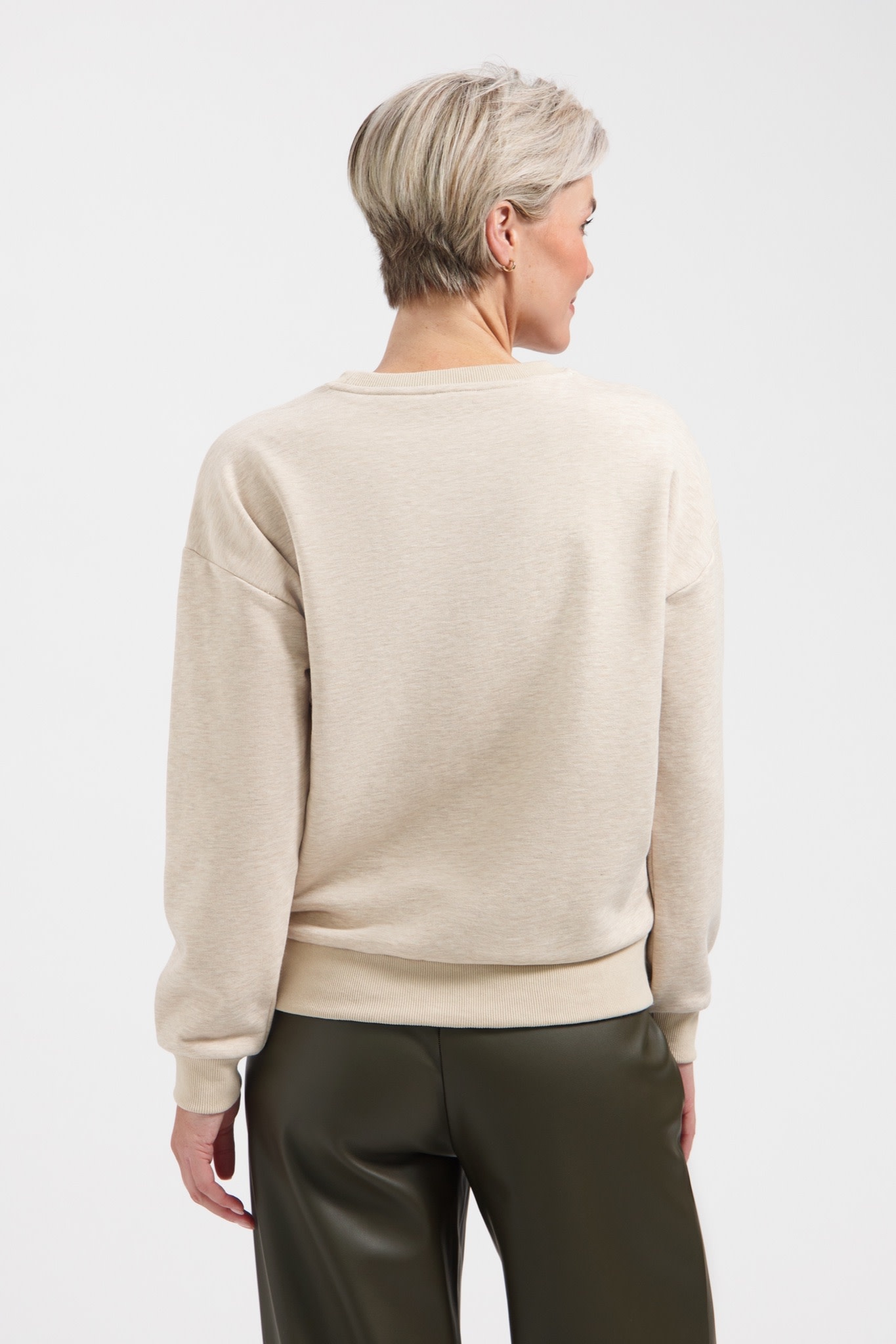 LADY DAY Sunday sweater met opdruk vanille melange