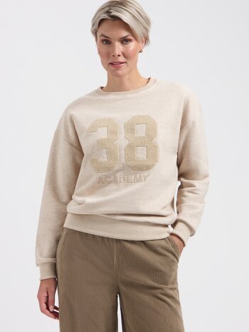 LADY DAY Academy sweater met opdruk vanille melange