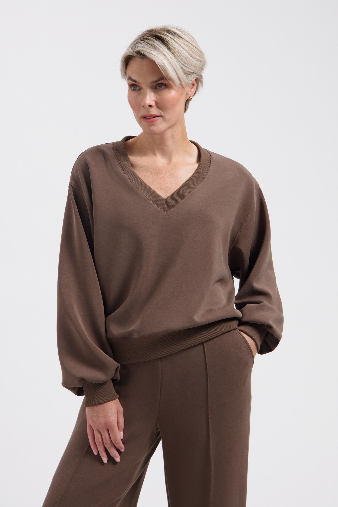 LADY DAY Ember sweater V-hals truffle
