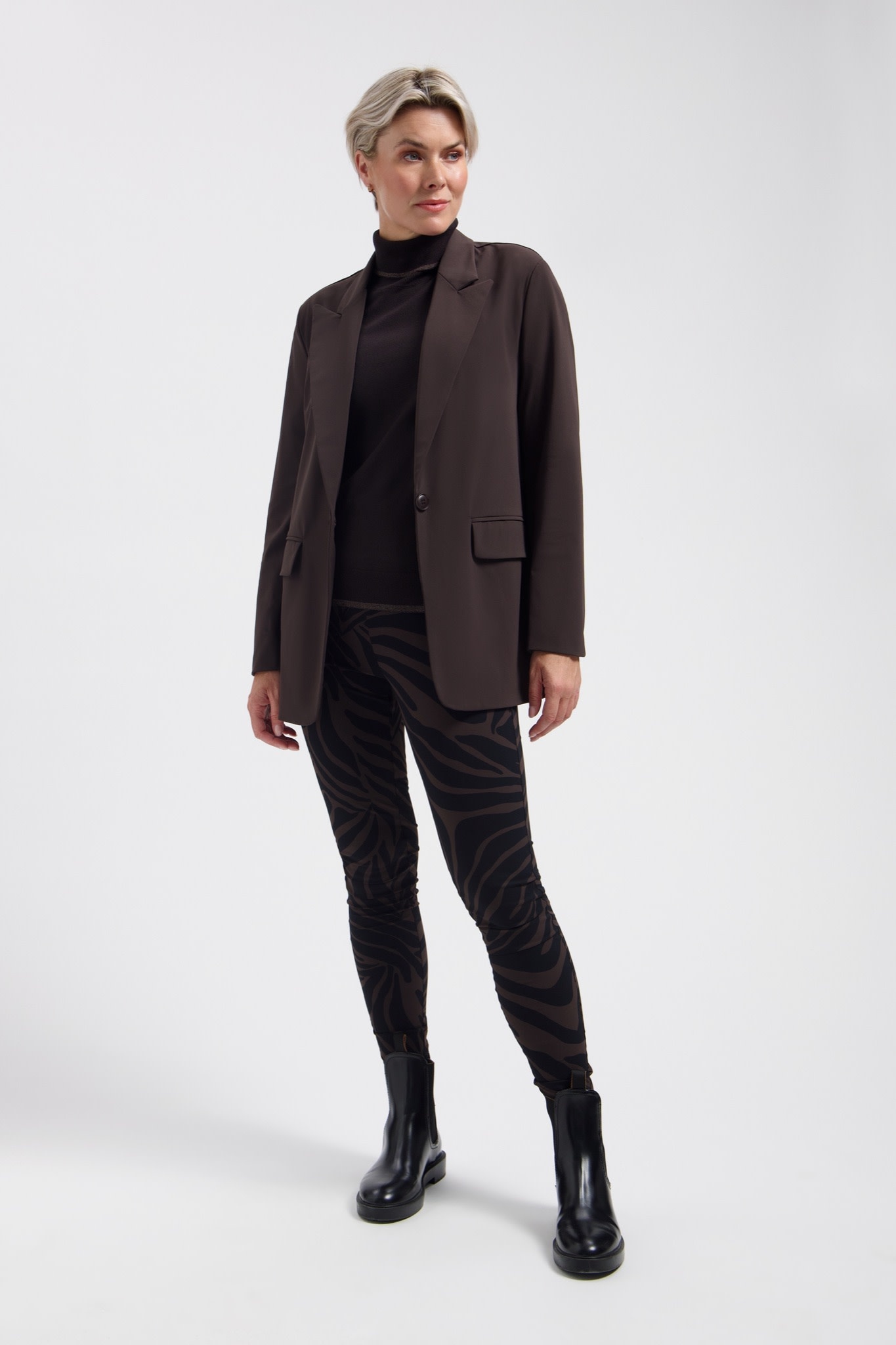 LADY DAY Lorna blazer travelstof donkerbruin