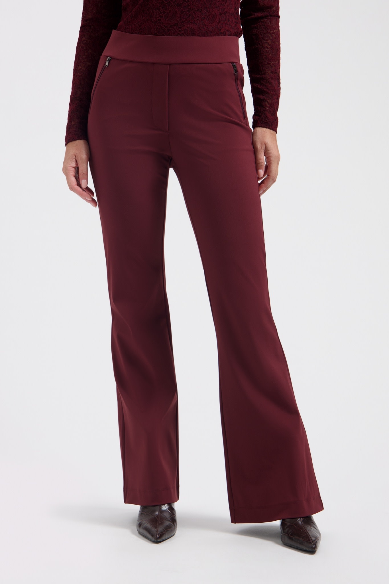 LADY DAY Maddy flared broek wijnrood