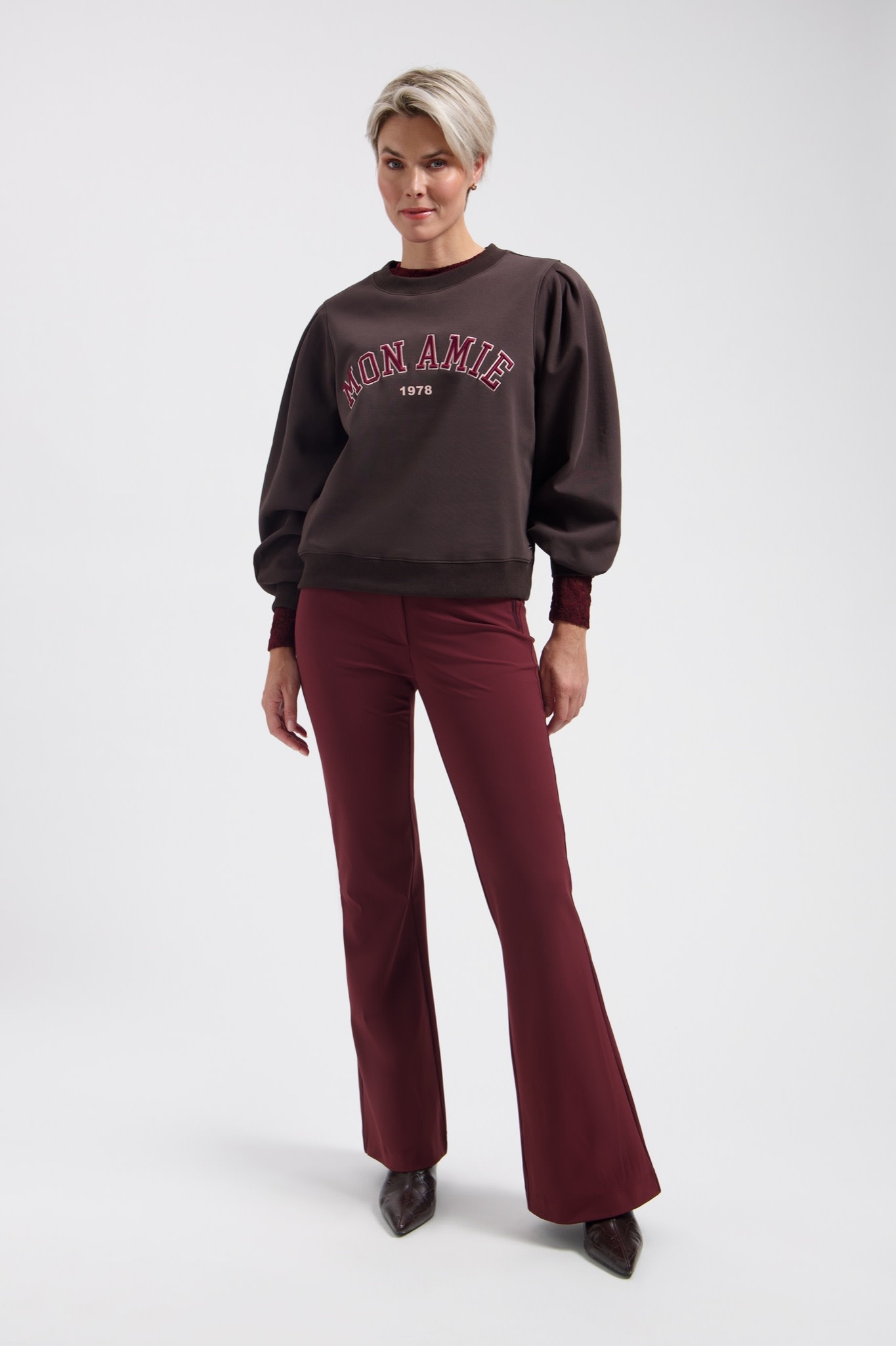 LADY DAY Maddy flared broek wijnrood