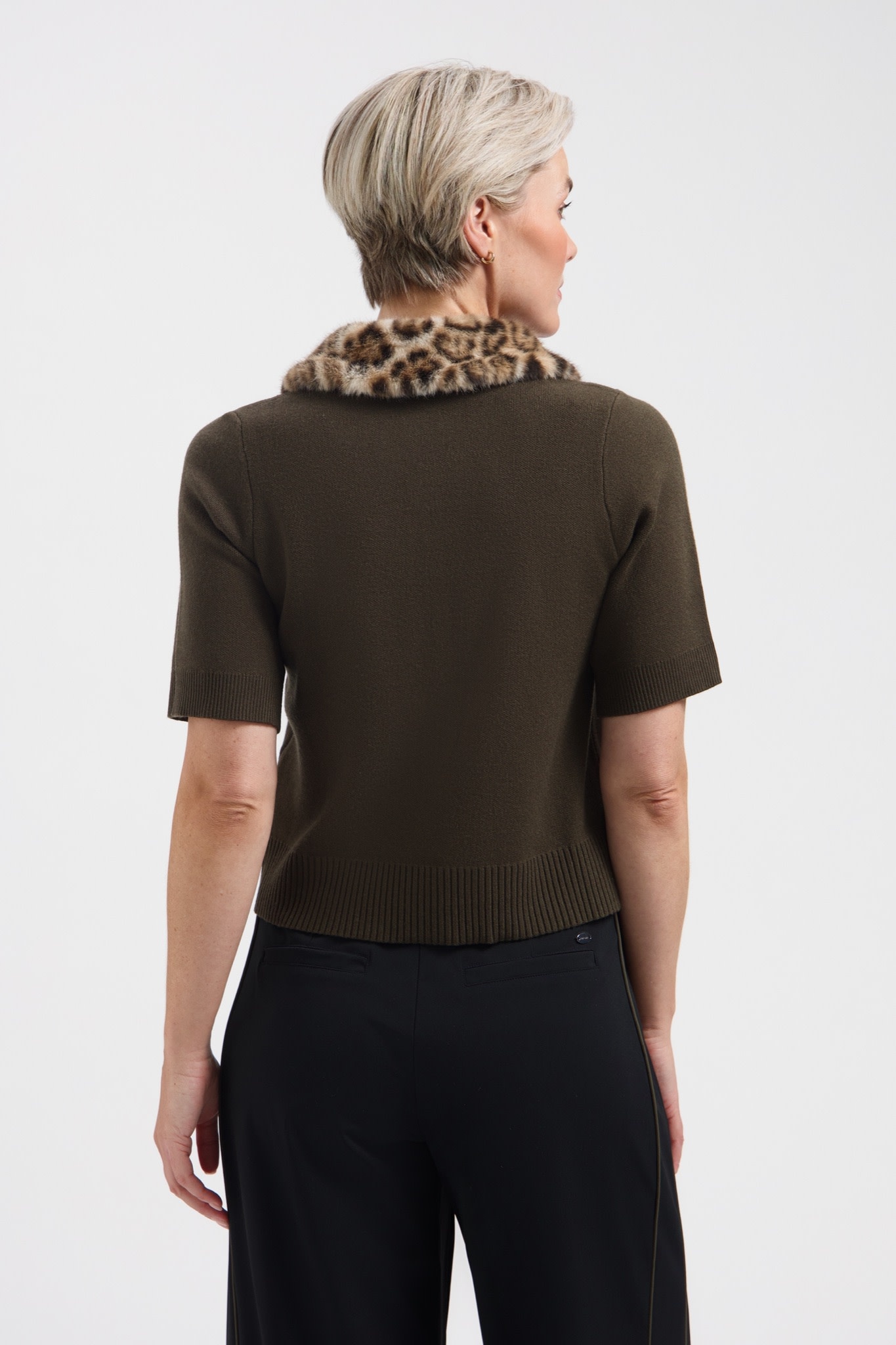 LADY DAY Marlot vest met afneembare kraag donkergroen