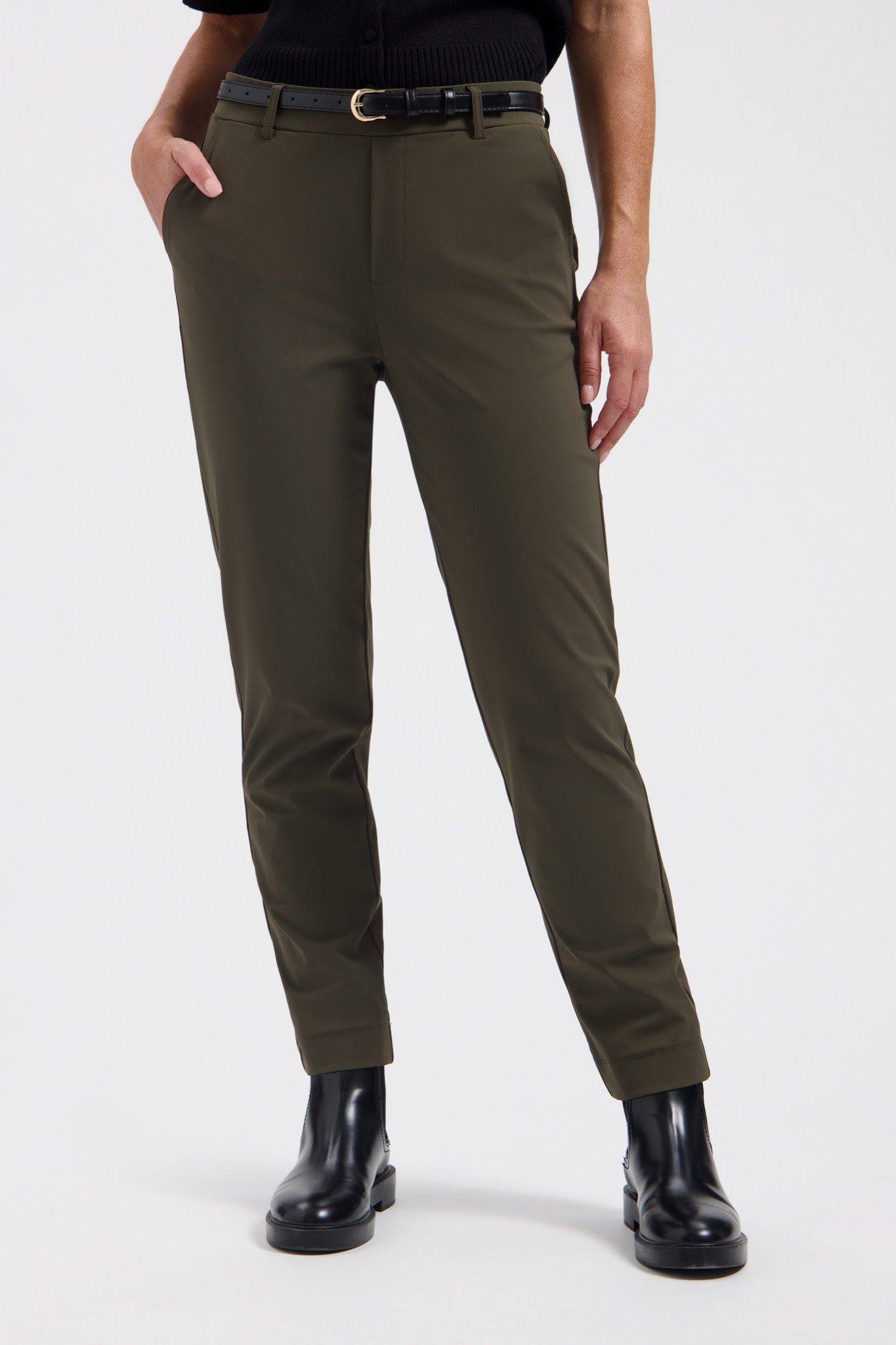 LADY DAY Scout broek met riem donkergroen