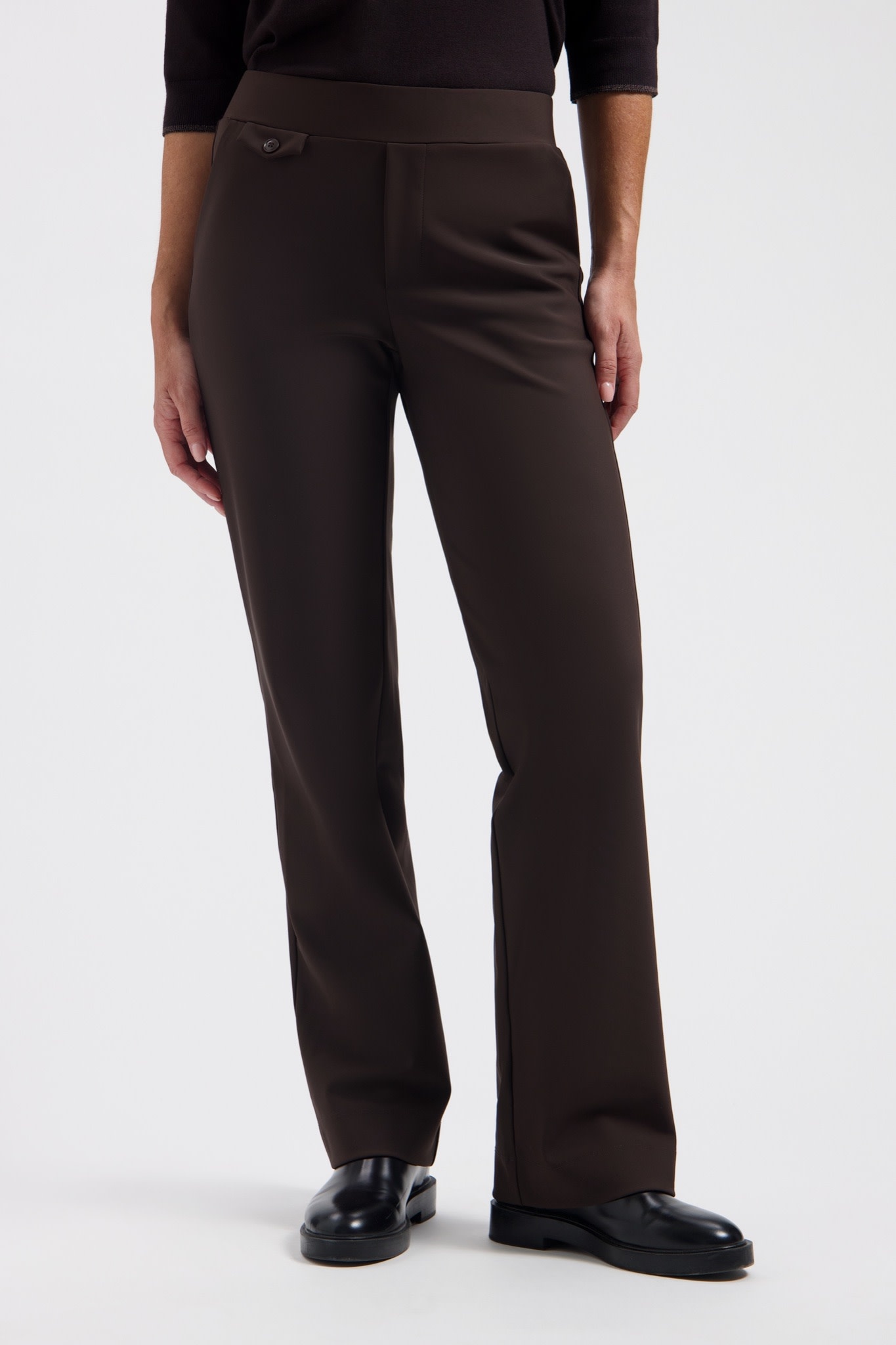 LADY DAY Milana rechte broek bonded donkerbruin