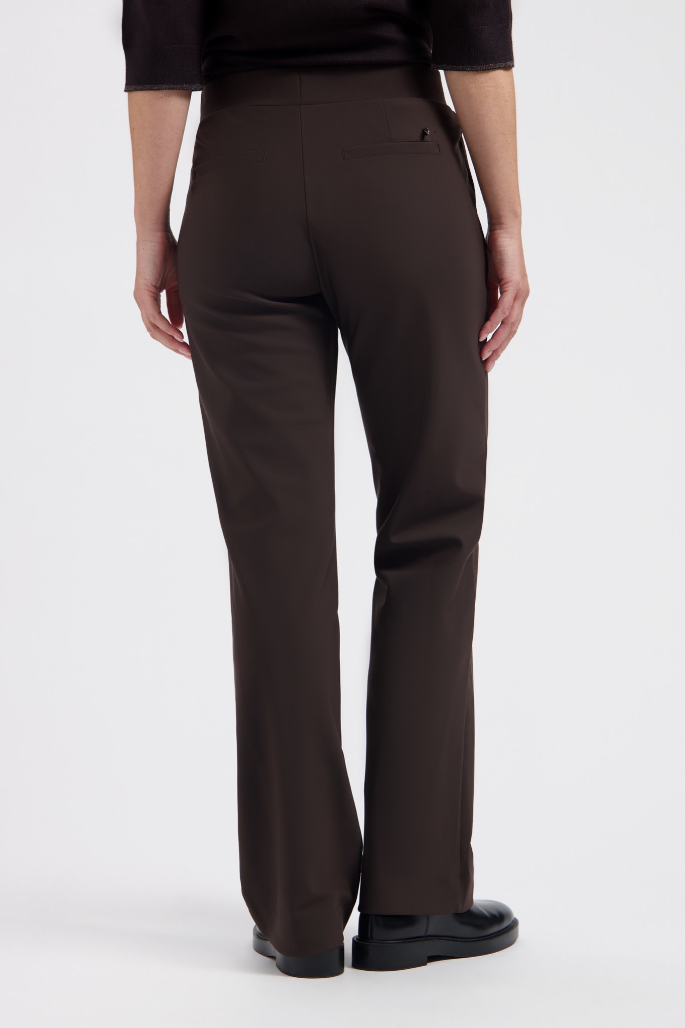 LADY DAY Milana rechte broek bonded donkerbruin