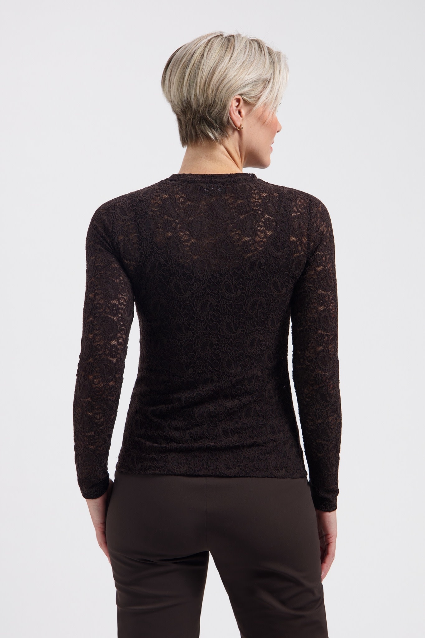 LADY DAY Joss kanten top paisley donkerbruin