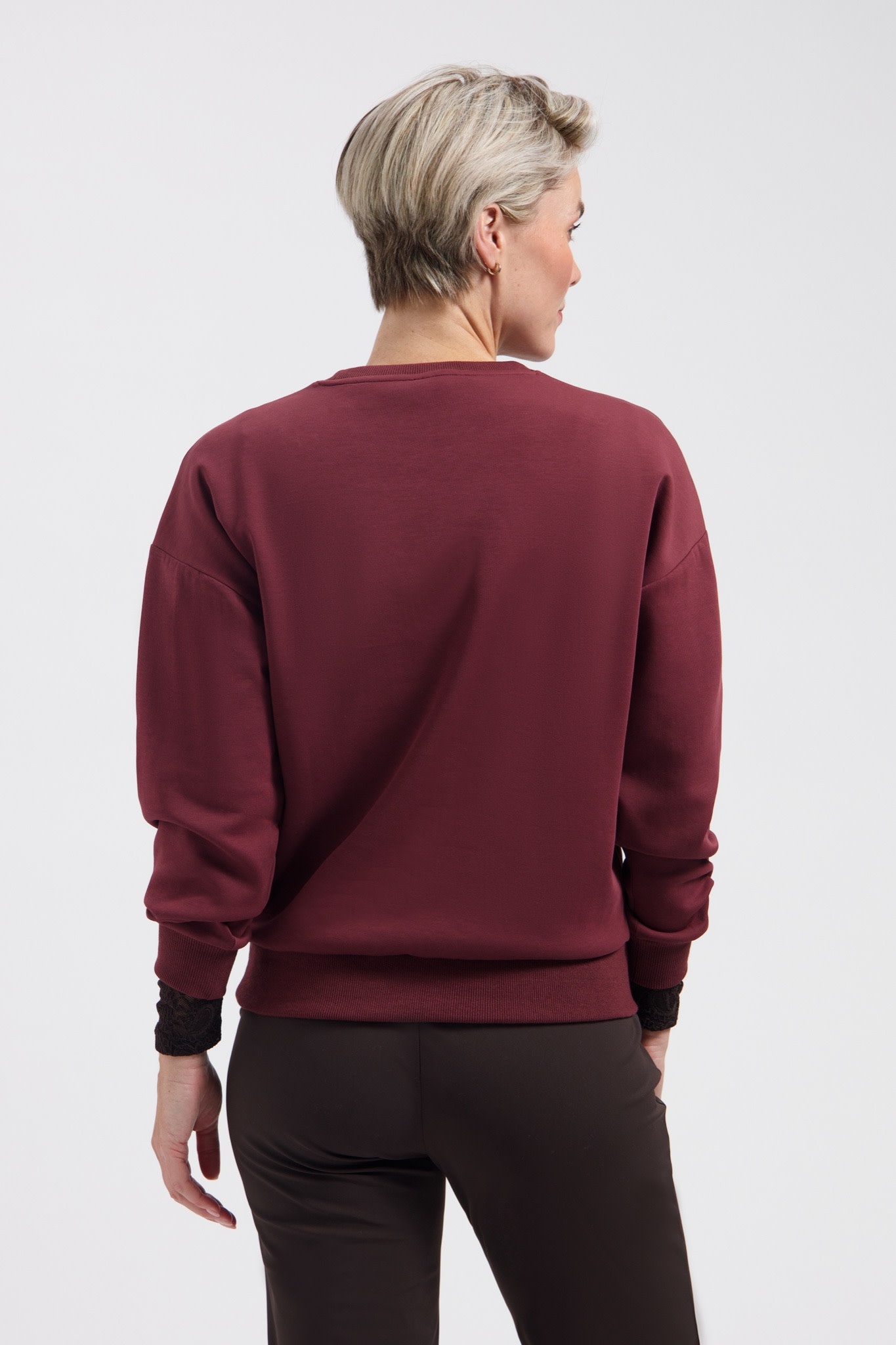 LADY DAY Academy sweater met opdruk wijnrood
