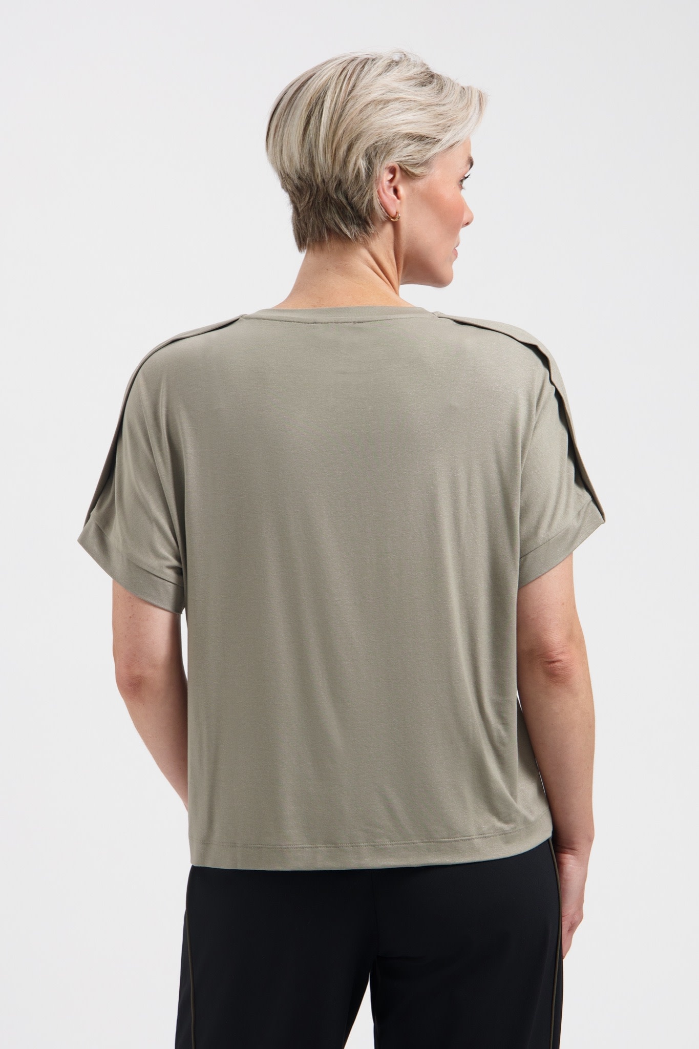 LADY DAY Thyme T-shirt met glitter saliegroen