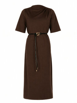 Freebird Devoted midi jurk donkerbruin