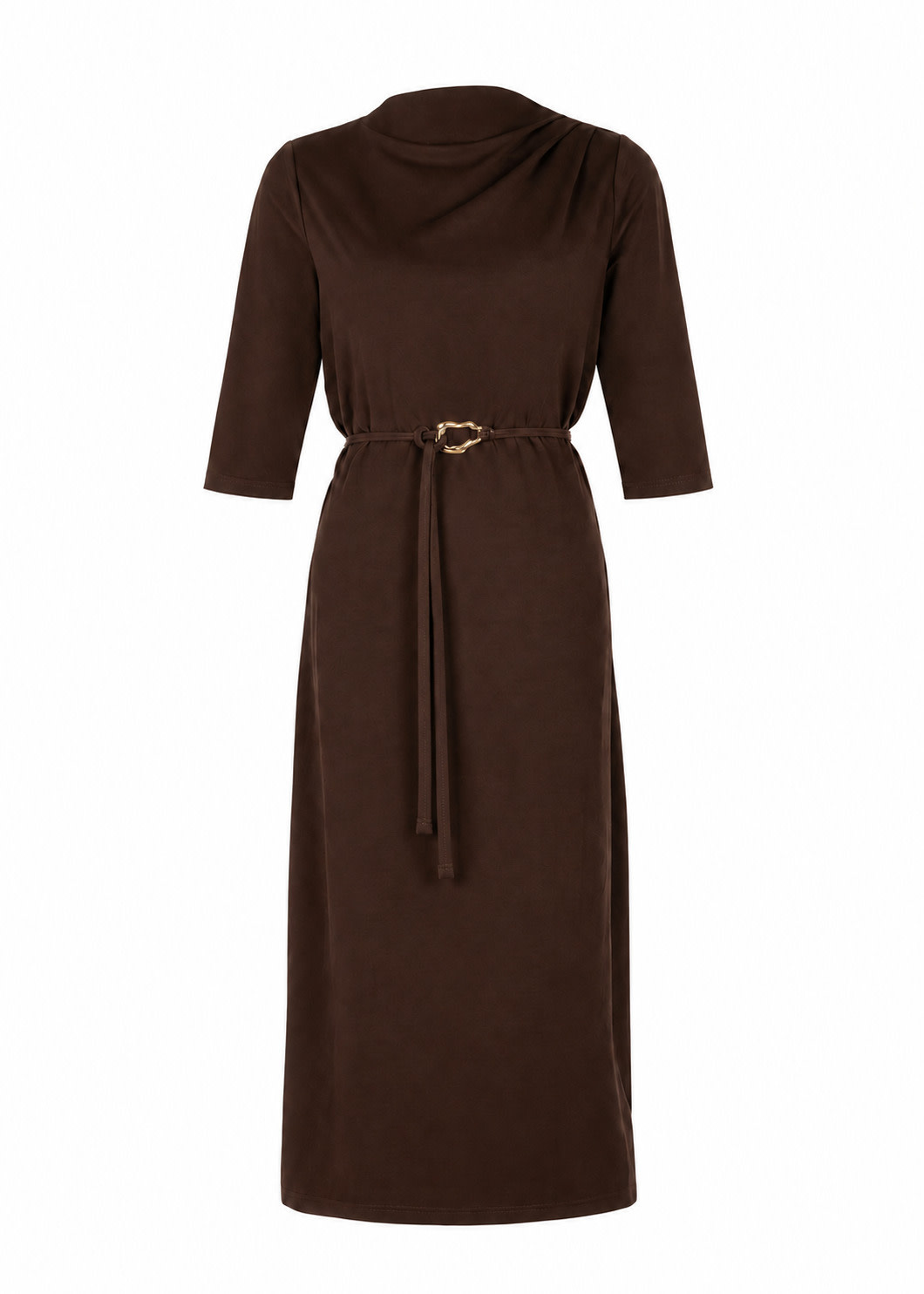 Freebird Devoted midi jurk donkerbruin