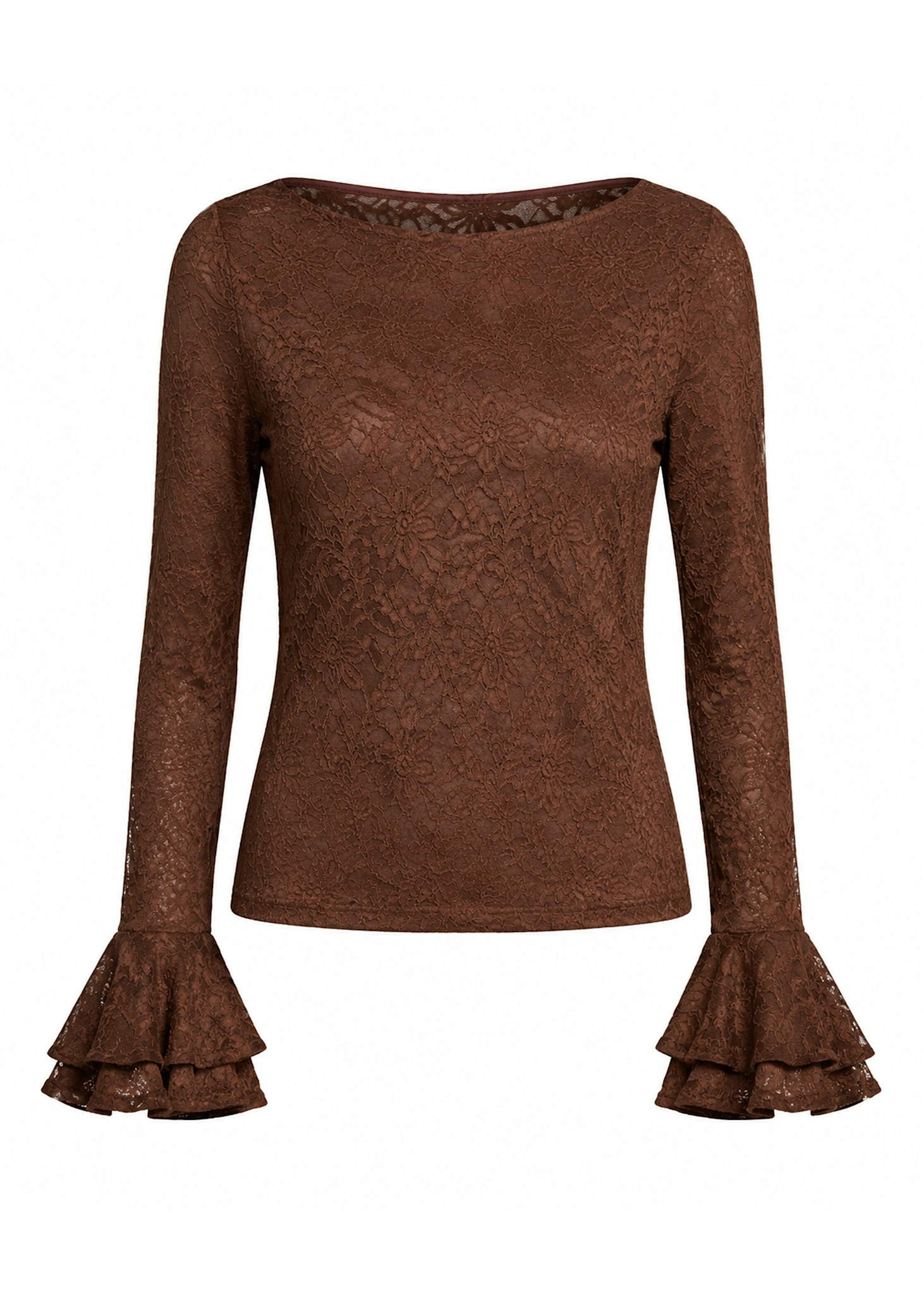 Freebird Beverly kanten top donkerbruin