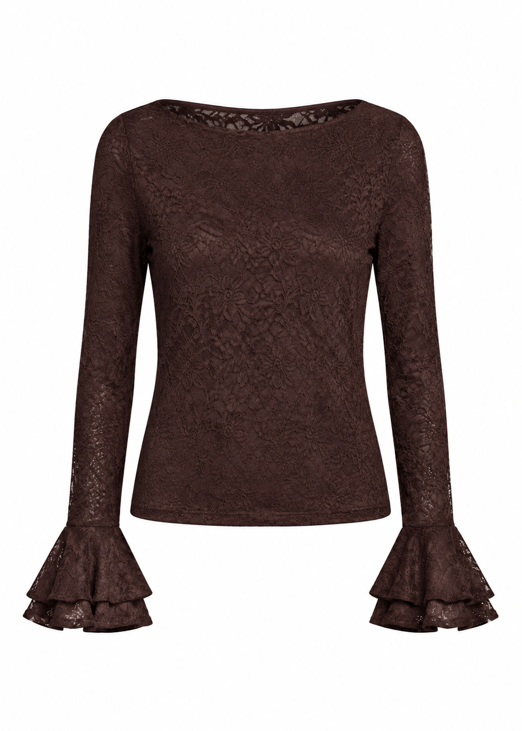 Freebird Beverly kanten top donkerbruin