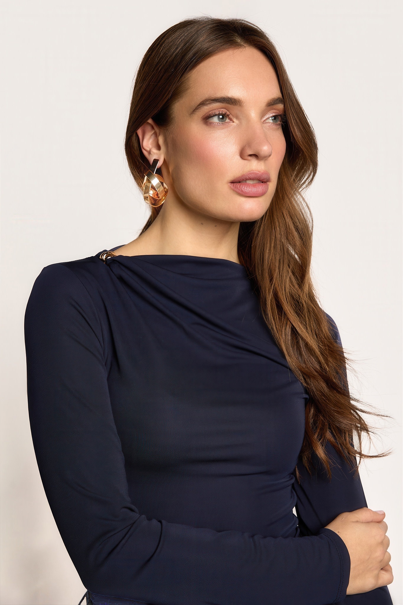 Freebird Tana top met hoge hals donkerblauw