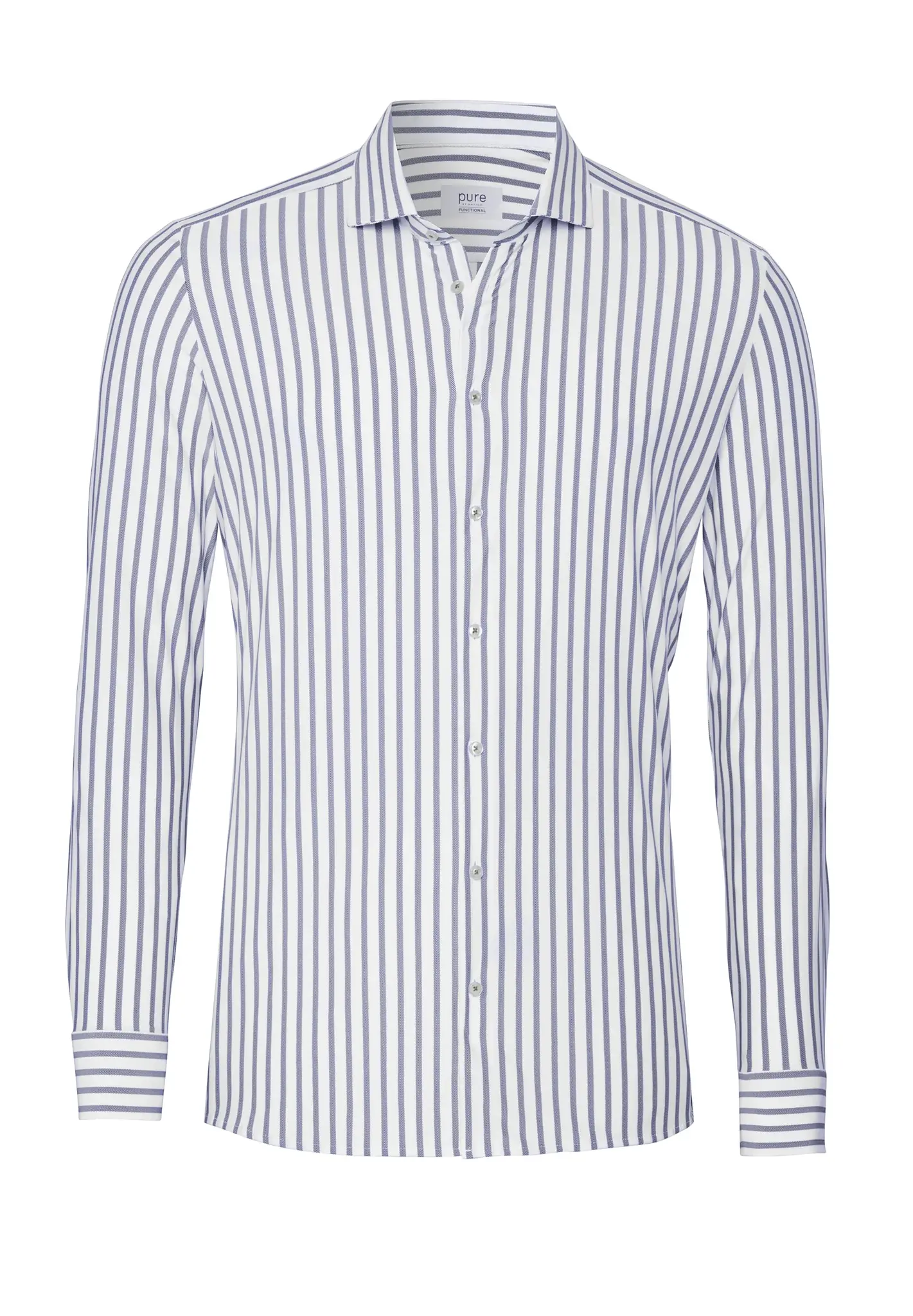 Pure Functional overhemd gestreept donkerblauw