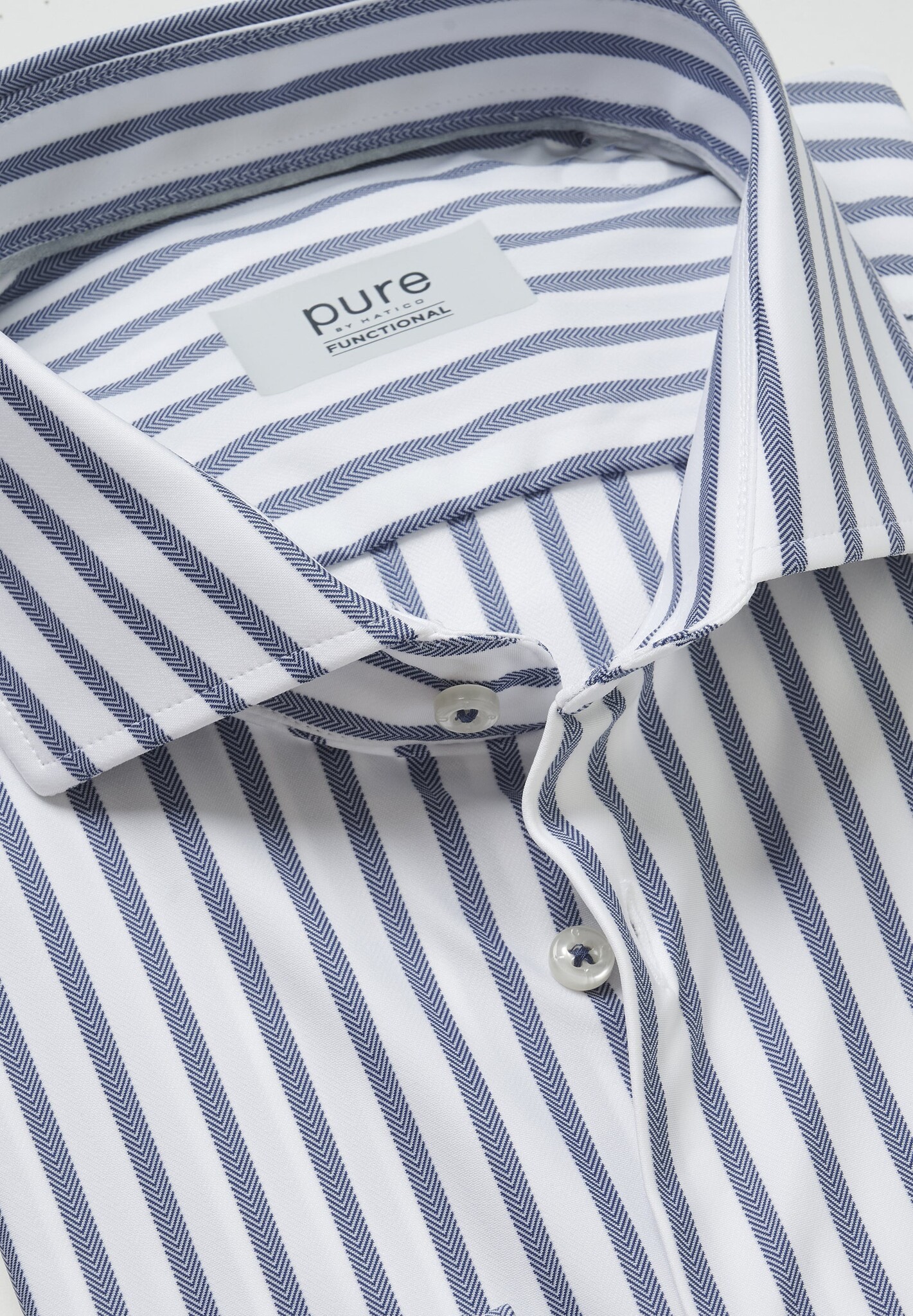 Pure Functional overhemd gestreept donkerblauw