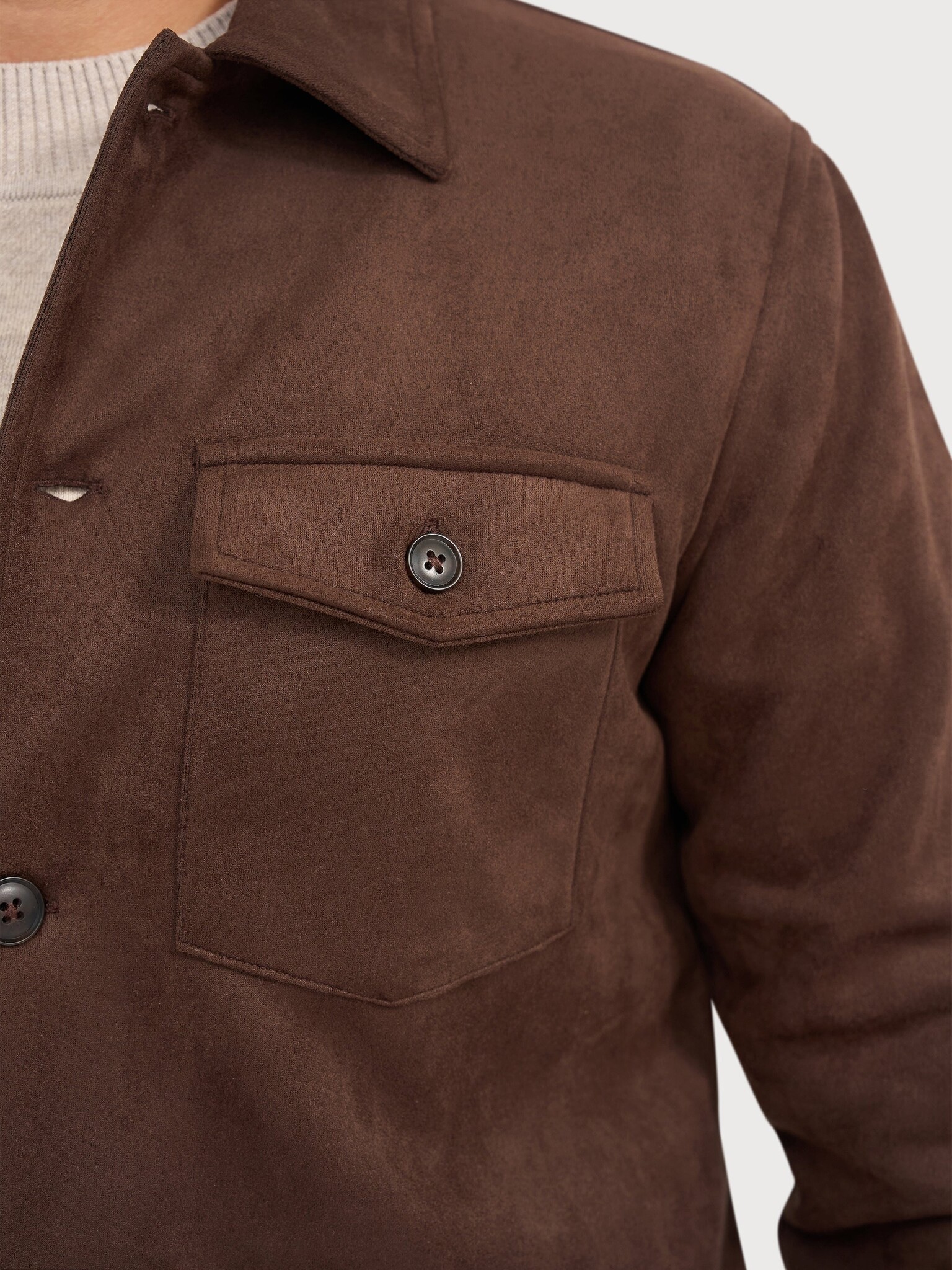 Blue industry Overshirt suède look bruin