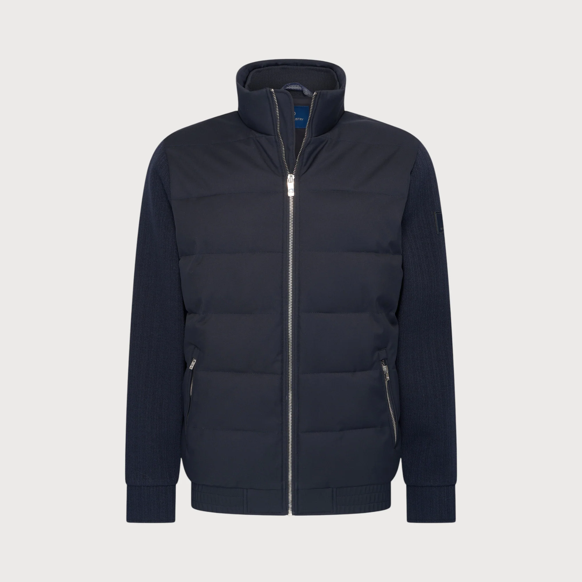 Blue industry Gewatteerd jack met gebreide mouwen navy