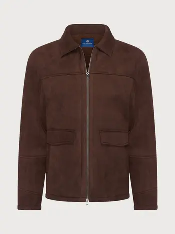 Blue industry Suède coat met teddyvoering bruin