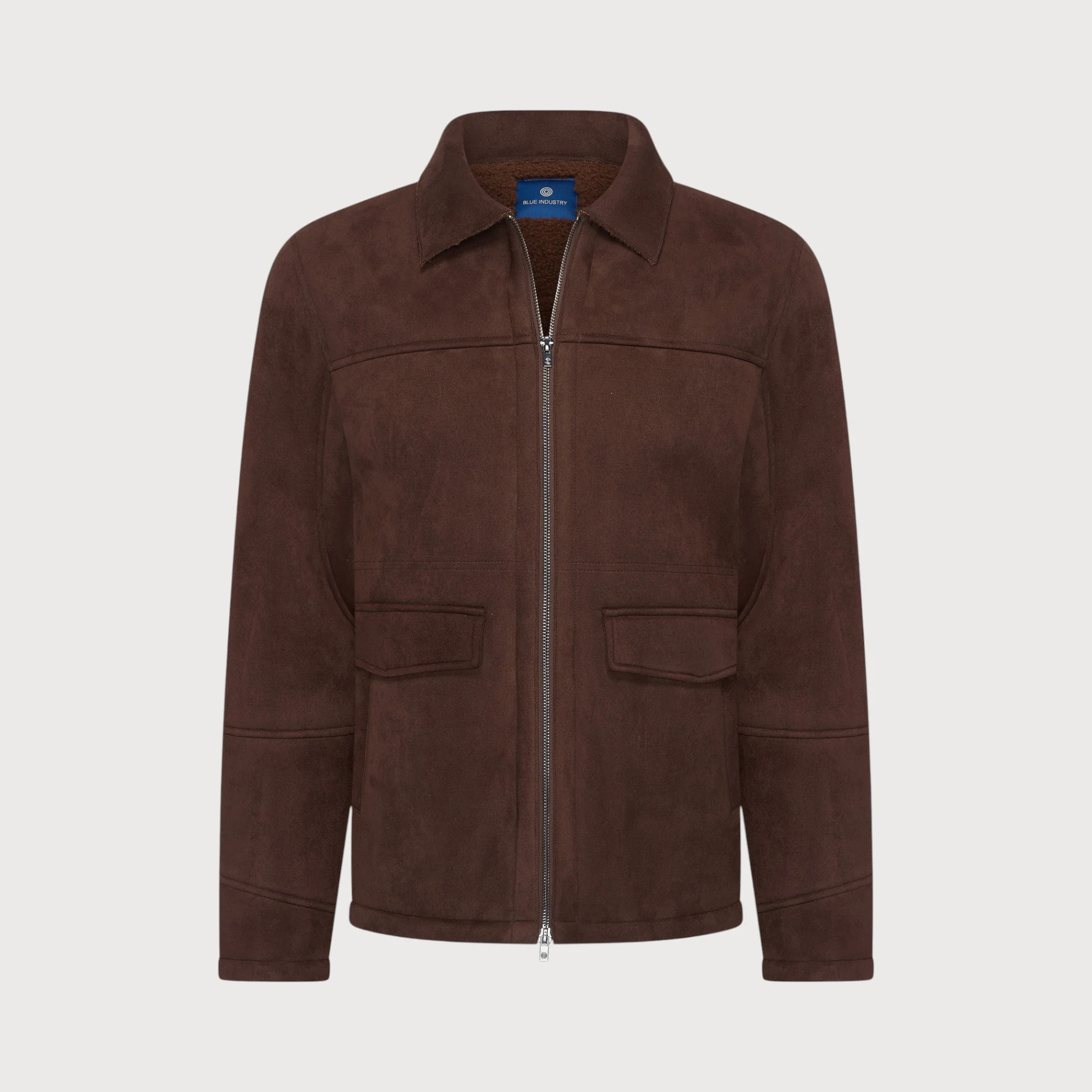 Blue industry Suède coat met teddyvoering bruin