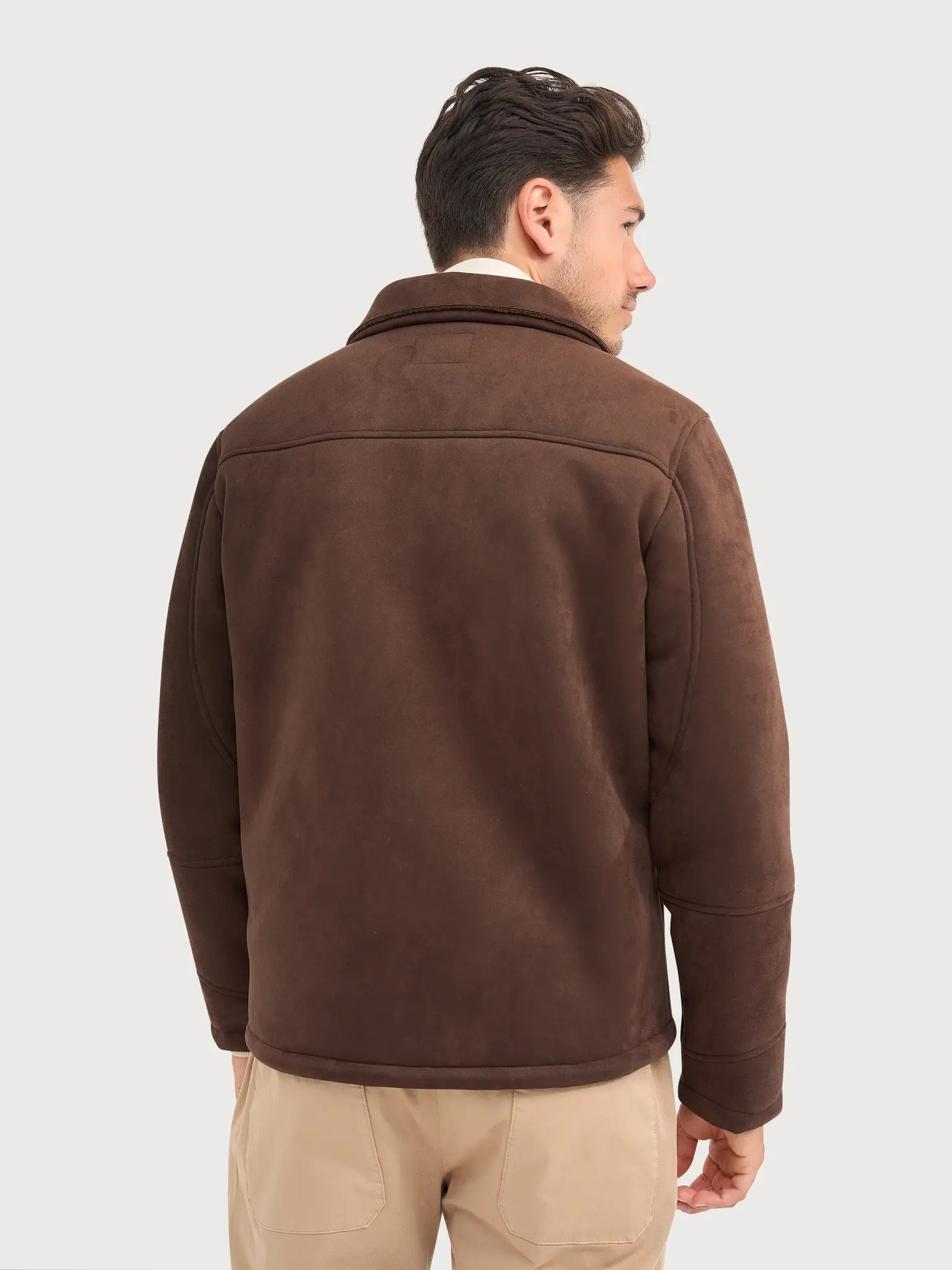 Blue industry Suède coat met teddyvoering bruin