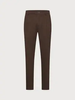 Blue industry Chino met bandplooi subtiel dessin bruin