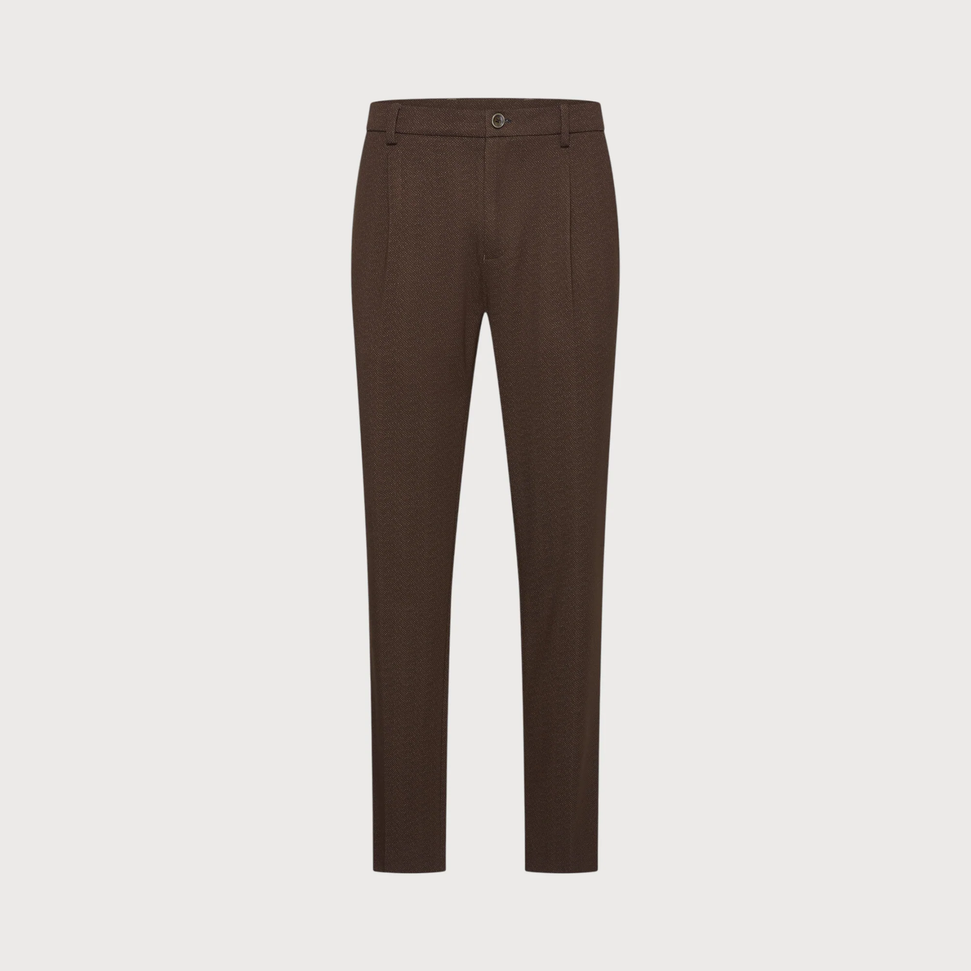 Blue industry Chino met bandplooi subtiel dessin bruin
