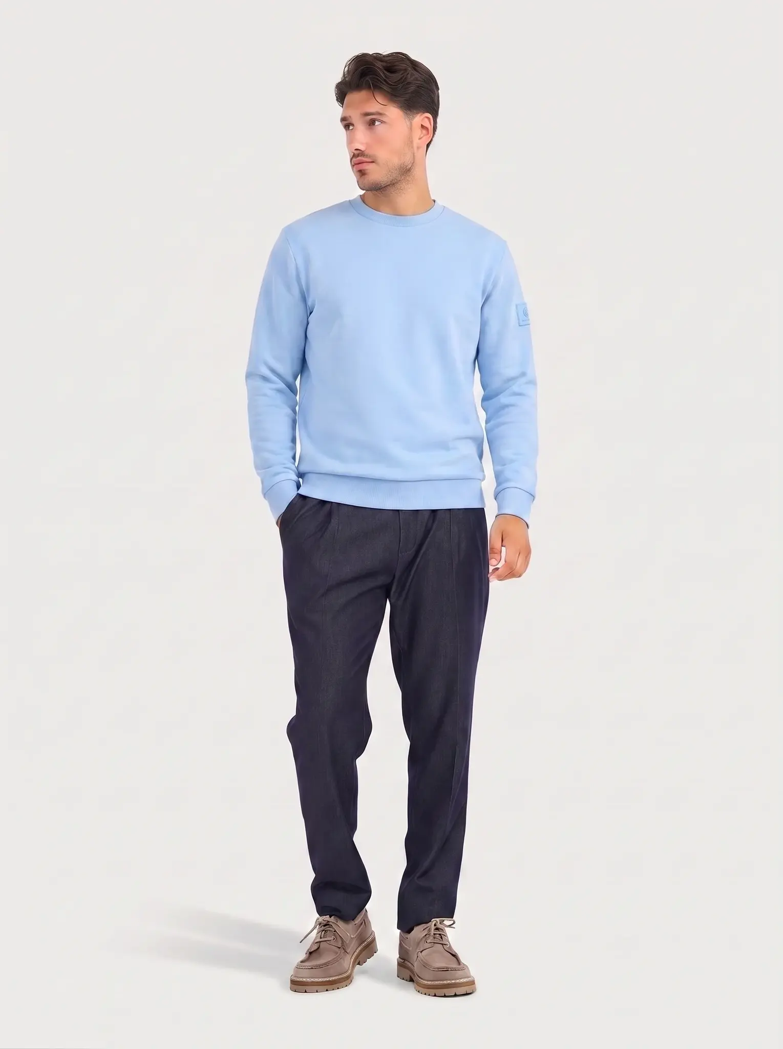 Blue industry Sweater met reliëf backprint blauw