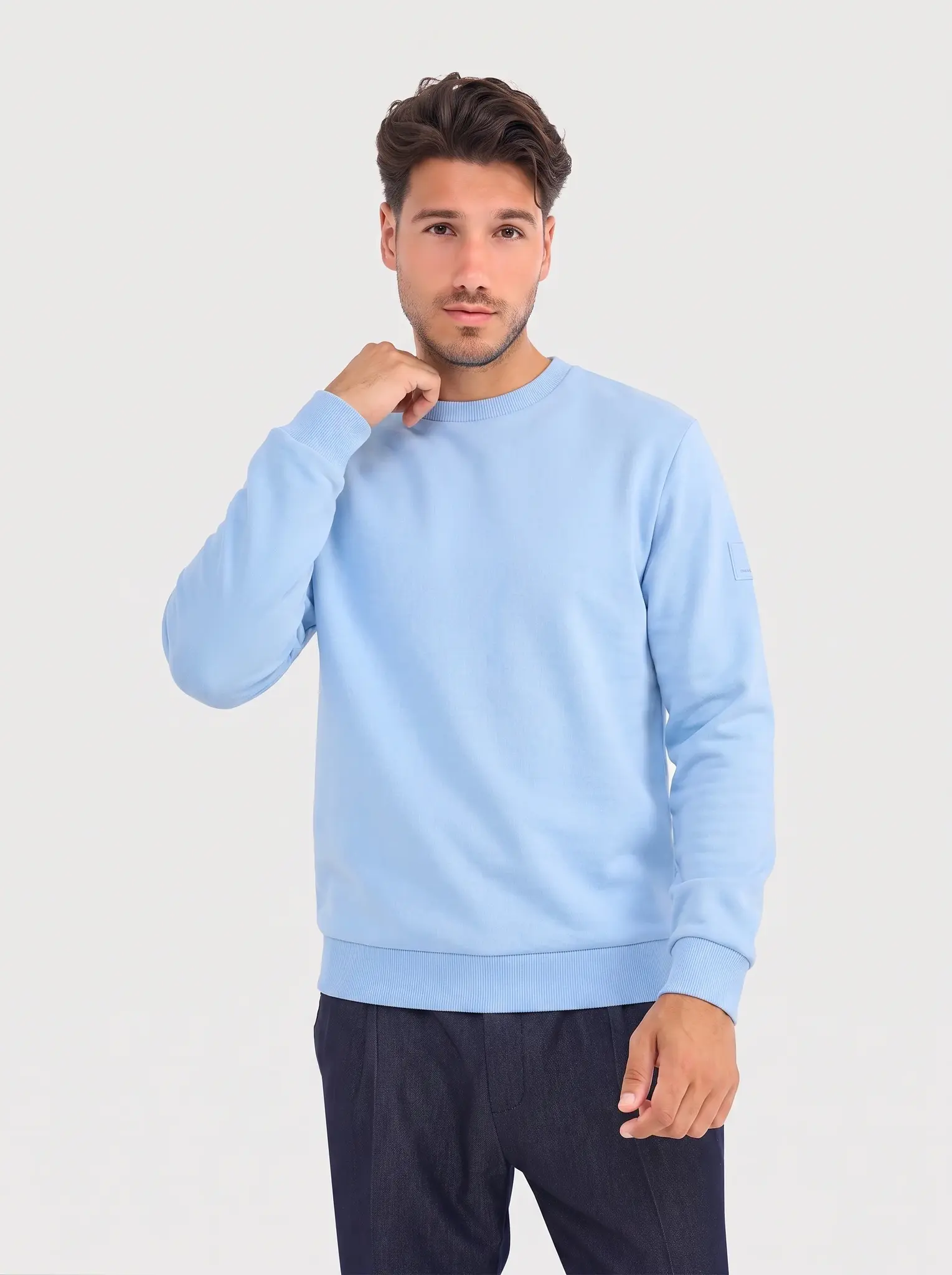 Blue industry Sweater met reliëf backprint blauw