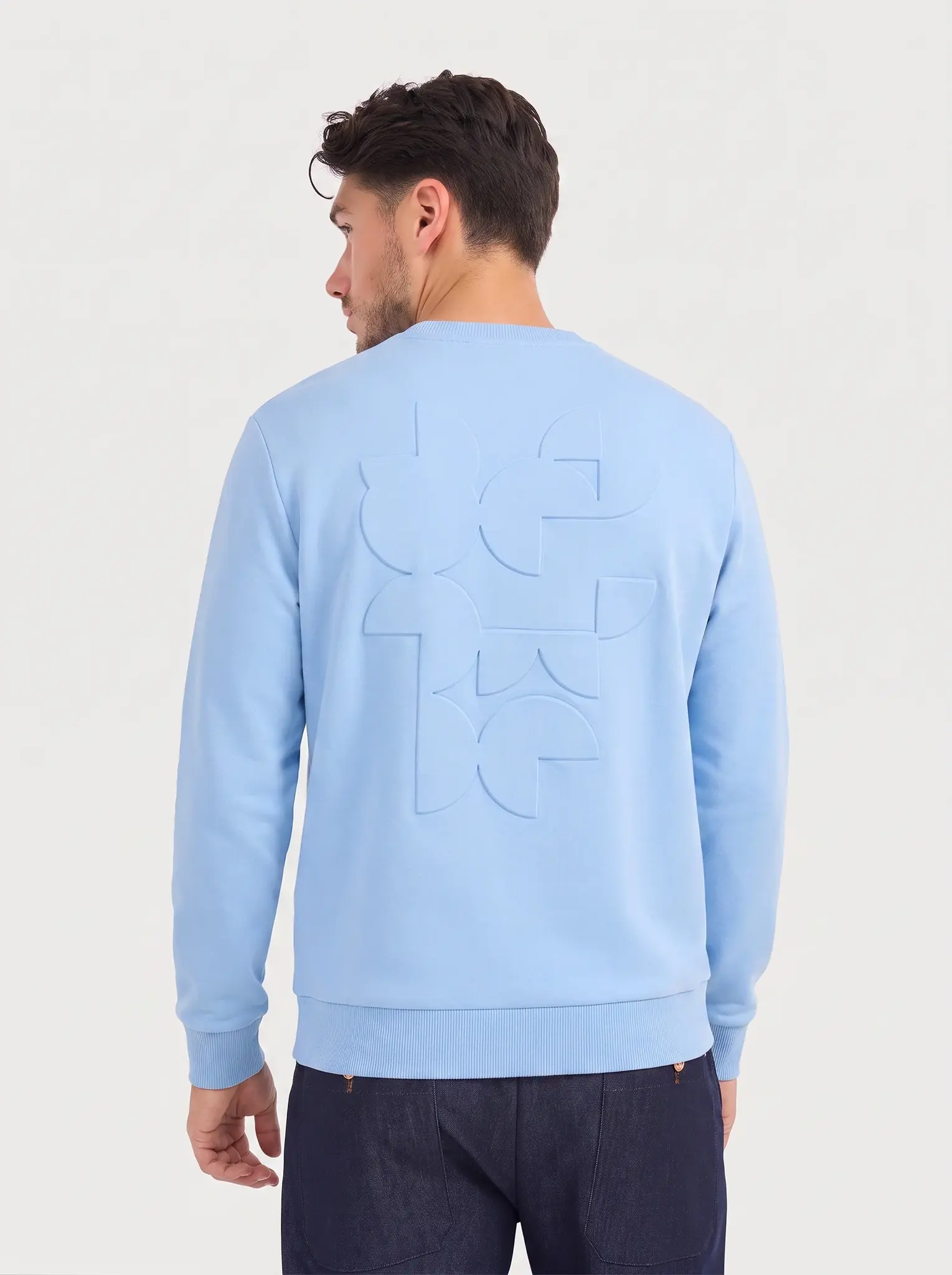 Blue industry Sweater met reliëf backprint blauw