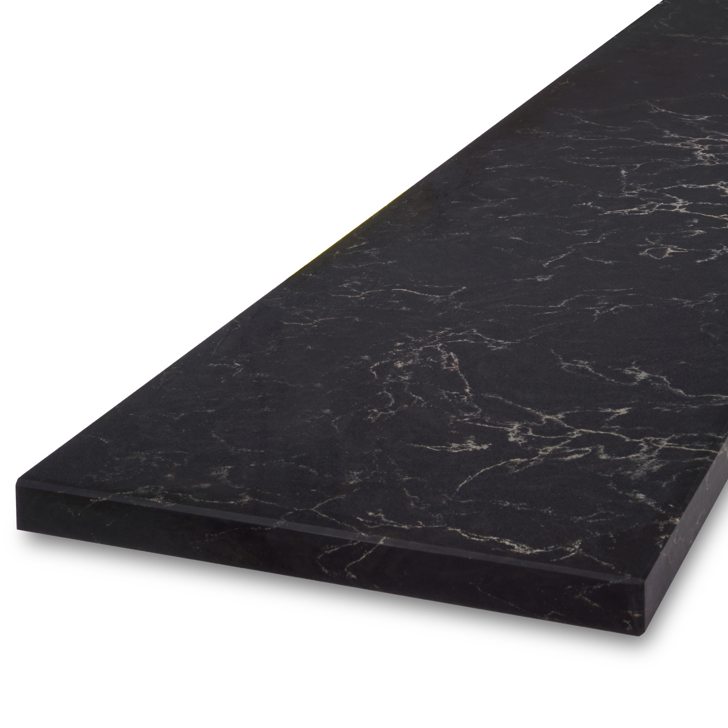 Vensterbank OP MAAT - kwartscomposiet (quartz) - Zwart marmer look ...