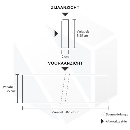 Plint - Belgisch hardsteen - gezoet (mat) - 2 cm dik - op maat - muurplint / vloerplint van licht / blauw gezoete arduin (blauwsteen)