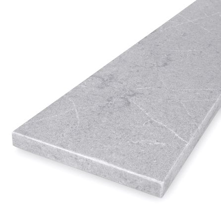 Vensterbank natuursteen look grijs - kwartscomposiet - gepolijst (glans) - 2 cm dik - op maat - glanzende lichtgrijze natuursteen imitatie van quarts / quartz composiet