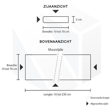 Wastafelblad marmerlook wit - kwartscomposiet - gepolijst (glans) - 2 cm dik - op maat - glanzende witte bianco carrara imitatie van quarts / quartz composiet - voor opzet wasbak / waskom