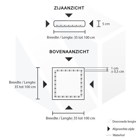 Paalmuts vlak - Belgisch hardsteen - gezoet (mat) - 5 cm dik - op maat - paalkap / paalhoedje (afdekker) van licht / blauw gezoete arduin (blauwsteen)