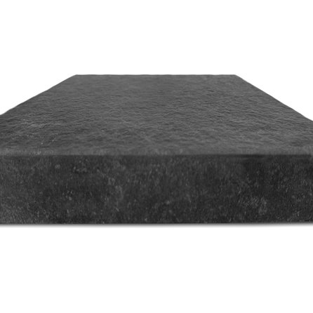 Wastafelblad - nero assoluto graniet - gevlamd (anticato) - 3 cm dik - op maat - gebrande zwart (absolute black) graniet - voor opzet wasbak / waskom
