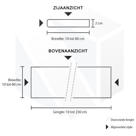 Werkblad hardsteen look - kwartscomposiet - gepolijst (glans) - 2 cm dik - op maat - glanzende arduin imitatie van quarts / quartz composiet