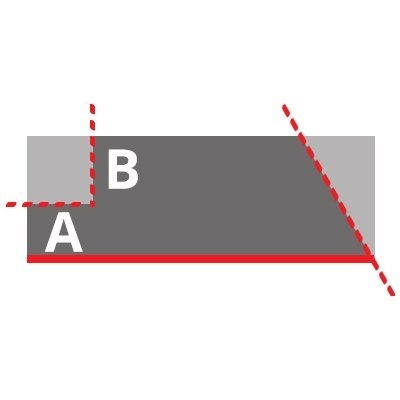 Hoek links + verstek rechts (binnen)