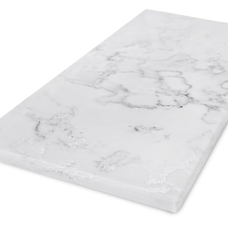 Werkblad marmerlook wit luxe - kwartscomposiet - gepolijst (glans) - 2 cm dik - op maat - glanzend witte marmer imitatie van quarts / quartz composiet