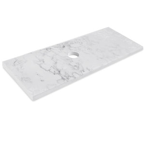 Wastafelblad marmerlook wit luxe - kwartscomposiet - gepolijst (glans) - 2 cm