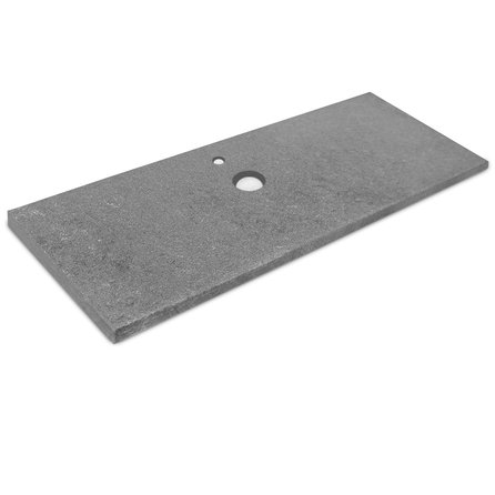 Wastafelblad betonlook grijs - kwartscomposiet - gezoet (mat) - 2 cm dik - op maat - mat grijze beton imitatie van quarts / quartz composiet - voor opzet wasbak / waskom