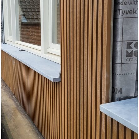 Raamdorpel vlak - Belgisch hardsteen - geschuurd (mat) - 3 cm dik - op maat - Vensterbank buiten / onderdorpel / waterkering van arduin (blauwsteen)