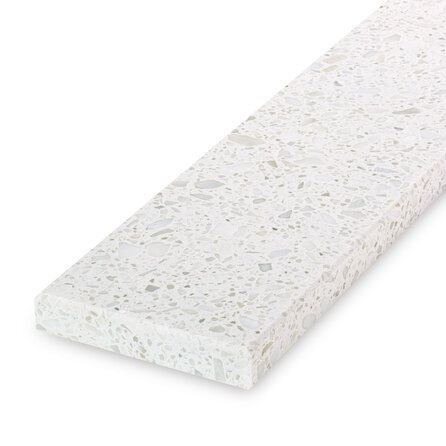 Dorpel binnendeur terrazzo wit - marmercomposiet - gepolijst (glans) - 2 cm dik - op maat - glanzende witte marmer composiet stofdorpel / deurdorpel